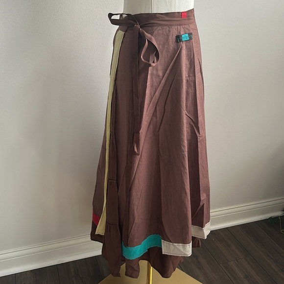 a common thread Dresses & Skirts - A Common Thread Women’s High Waisted Silk Wrap Maxi Skirt Boho Lagenlook Flowy